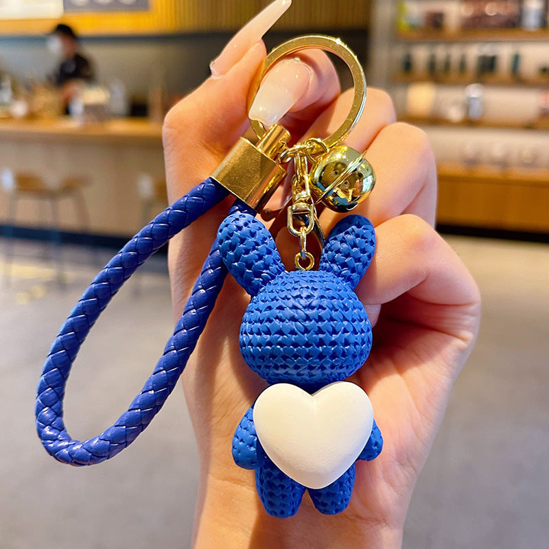 Kawaii Faux Crochet Bunny Keychain