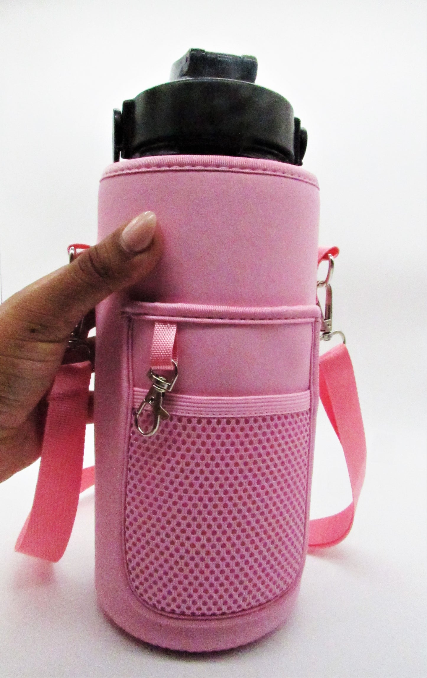 Half Gallon Water Bottle with Carry Strap, Cellphone Holder and Cellphone Pocket