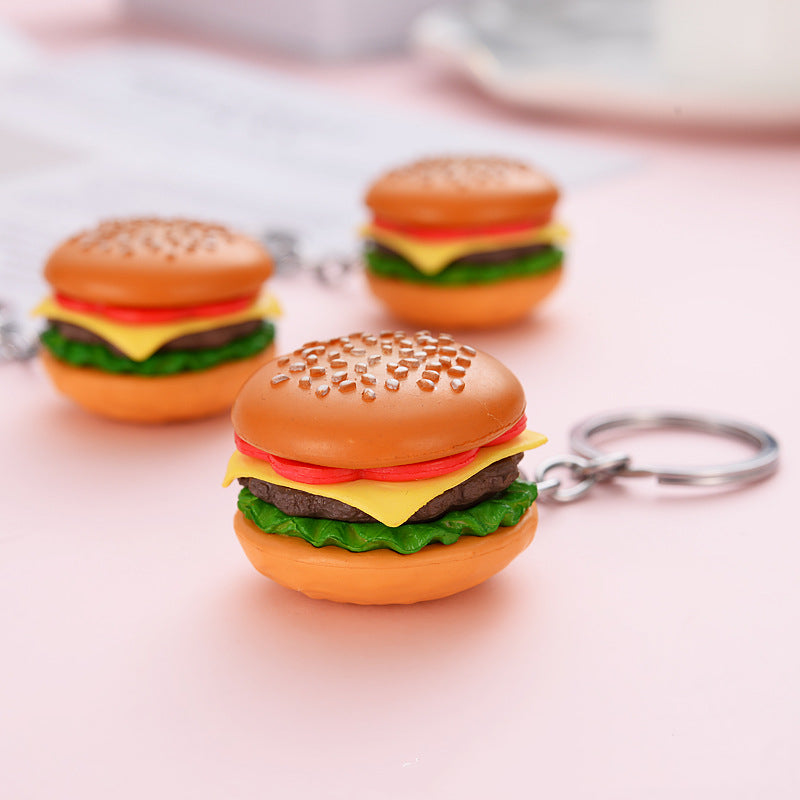 Realistic Mini Hamburger Keychain